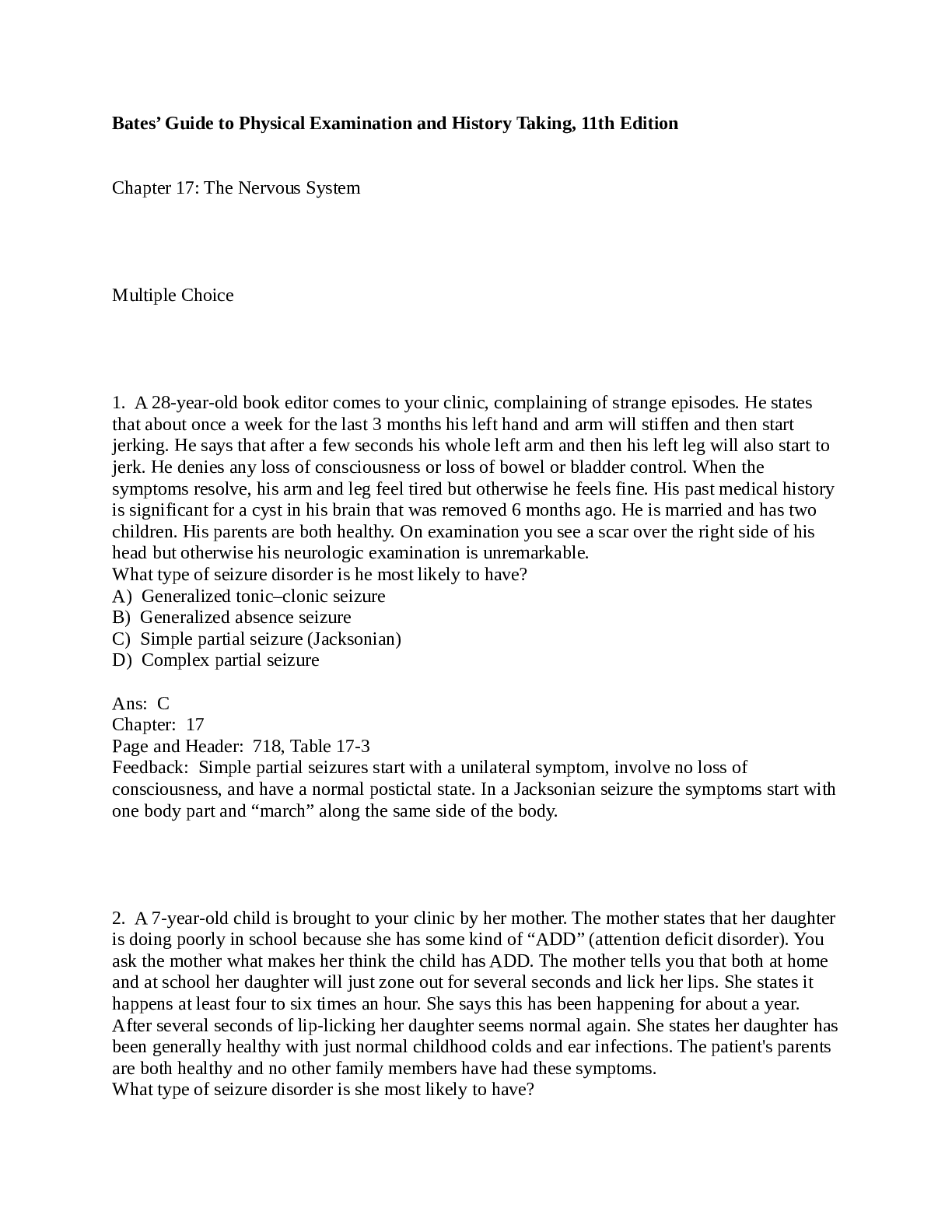 Preview image for Chapter 17: The Nervous System ; Bates’ Guide to Physical Examination and History Taking, 12th Edition